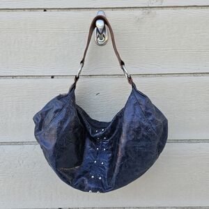 Miss Mak Designs leather hobo bag colorshift gray purple blue